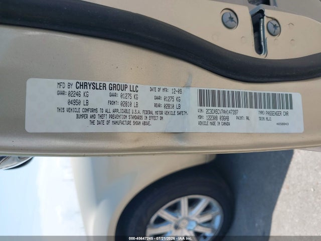 45647245 :رقم المزاد ، 2C3CA5CV7AH147397 vin ، 2010 Chrysler 300 Touring/signature Series/executive Series مزاد بيع