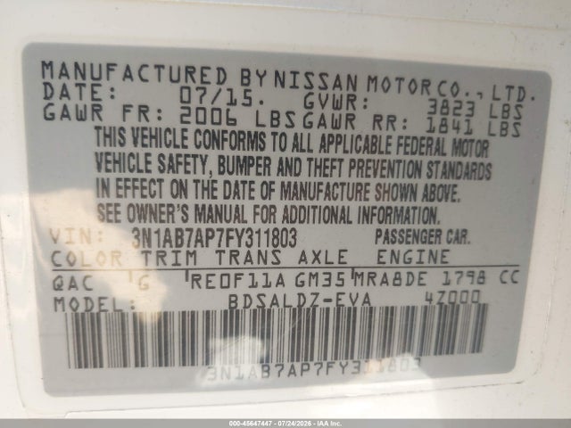 Nissan SENTRA SV 2015 3N1AB7AP7FY311803 Image 9