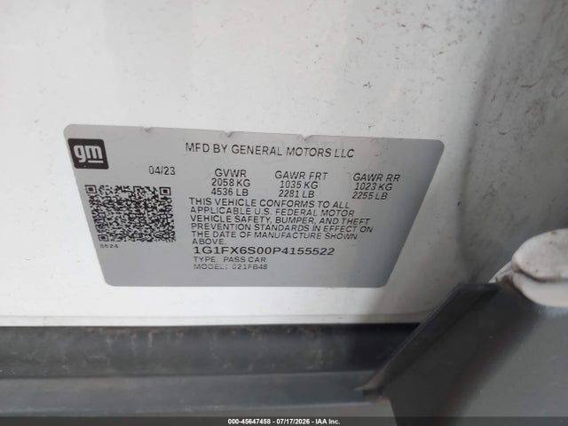 1G1FX6S00P4155522 Chevrolet Bolt Ev Fwd 2lt