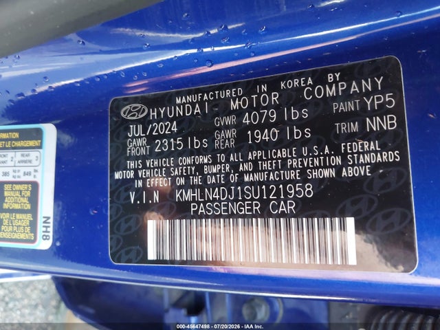 Продажа на аукционе авто 2025 Hyundai Elantra Hybrid Limited, vin: KMHLN4DJ1SU121958, номер лота: 45647498
