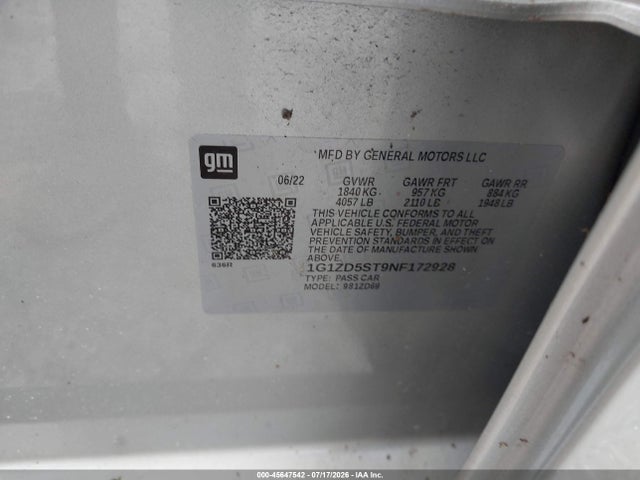 1G1ZD5ST9NF172928 Chevrolet Malibu Fwd Lt
