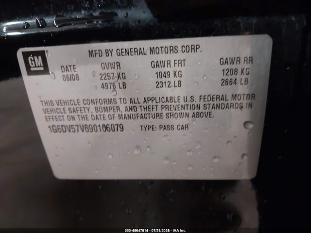 Продаж на аукціоні авто 2009 Cadillac Cts Rwd W/1sb, vin: 1G6DV57V690106079, номер лоту: 45647614