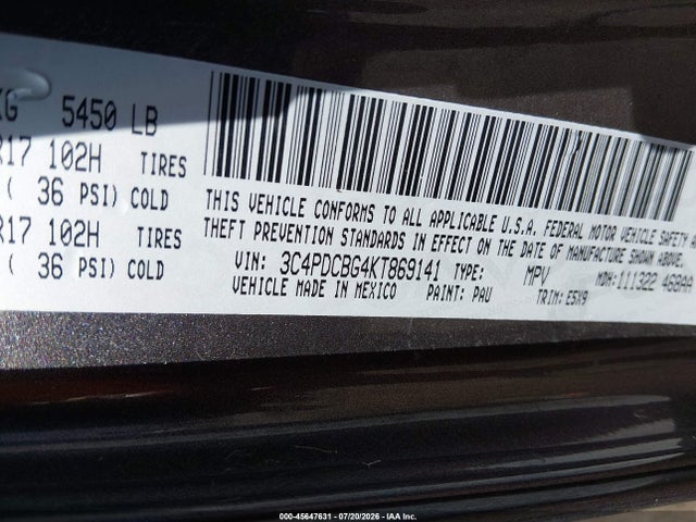 Dodge JOURNEY SE 2019 3C4PDCBG4KT869141 Image 9