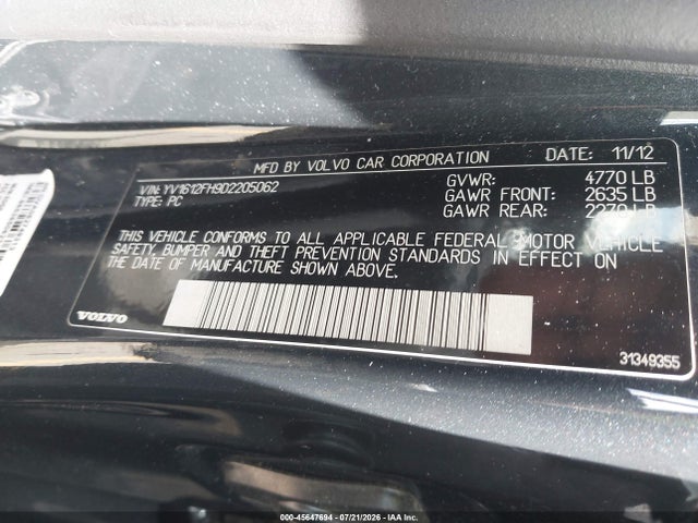 Продаж на аукціоні авто 2013 Volvo S60 T5/t5 Platinum/t5 Premier/t5 Premier Plus, vin: YV1612FH9D2205062, номер лоту: 45647694