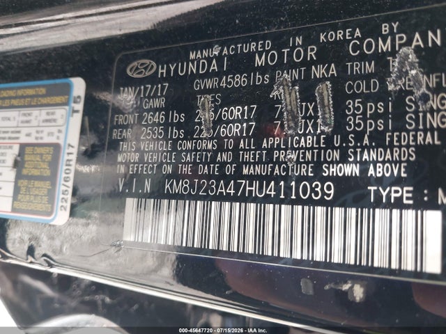 Hyundai TUCSON SE 2017 KM8J23A47HU411039 Image 9