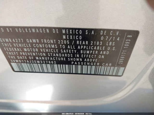 Aukcja sprzedaży 2014 Volkswagen Jetta 1.8t Se, vin: 3VWD17AJ2EM327662, numer aukcji: 45647723