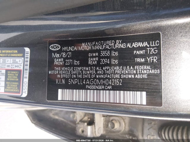 Hyundai ELANTRA SE 2021 5NPLL4AG0MH042152 Image 9