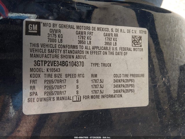 Продажа на аукционе авто 2011 Gmc Sierra 1500 Sle, vin: 3GTP2VE34BG104370, номер лота: 45647805