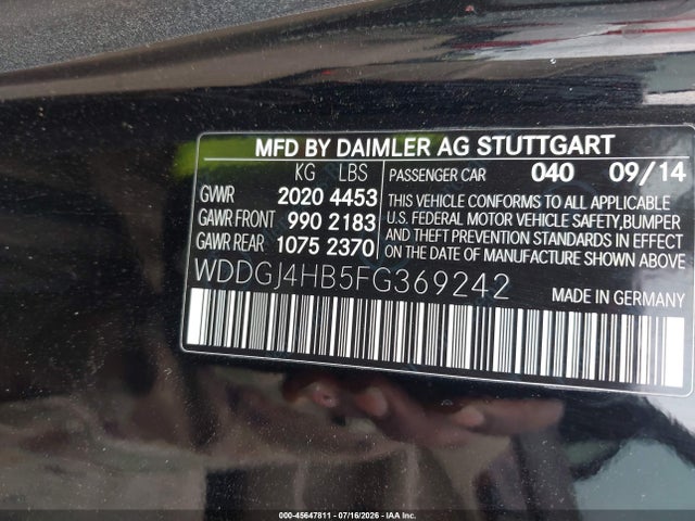 Aukcja sprzedaży 2015 Mercedes-benz C 250, vin: WDDGJ4HB5FG369242, numer aukcji: 45647811