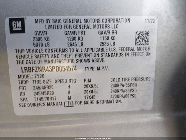 2023 Buick Envision Essence Fwd მანქანა იყიდება აუქციონზე, vin: LRBFZNR43PD054574, აუქციონის ნომერი: 45647828
