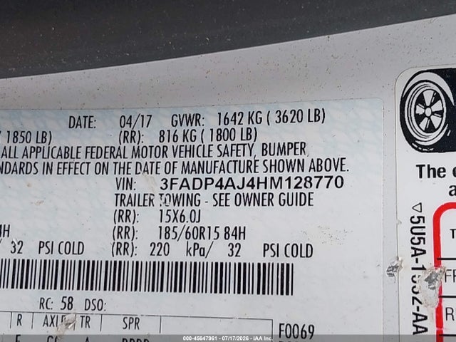 Ford FIESTA S 2017 3FADP4AJ4HM128770 Image 9