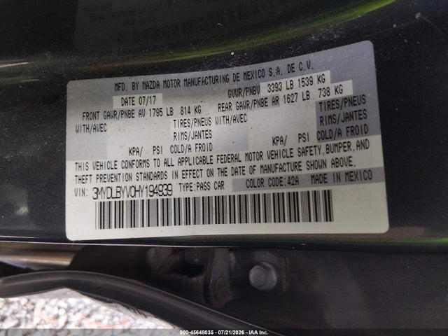 3MYDLBYV0HY194939 Toyota YARIS IA