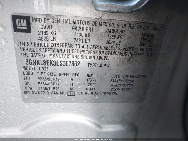 3GNAL3EK3ES507862 Chevrolet Captiva Sport Fleet Lt