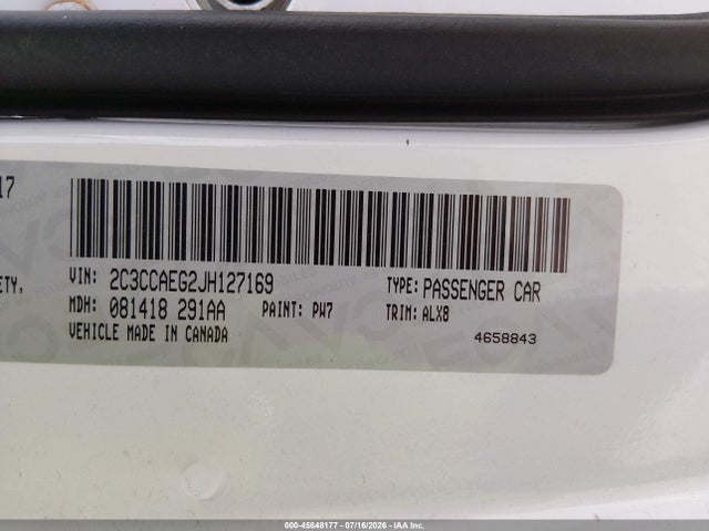 Aukcja sprzedaży 2018 Chrysler 300 Limited, vin: 2C3CCAEG2JH127169, numer aukcji: 45648177