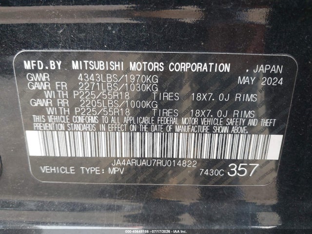 Aukcja sprzedaży 2024 Mitsubishi Outlander Sport 2.0 Es Awc/2.0 Le Awc/2.0 Ralliart Awc/2.0 S Awc/2.0 Se Awc/2.0 Trail Edition Awc, vin: JA4ARUAU7RU014822, numer aukcji: 45648186