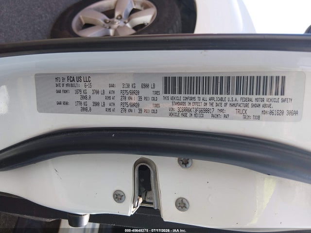Aukcja sprzedaży 2015 Ram 1500 Express, vin: 3C6RR6KT3FG698817, numer aukcji: 45648275