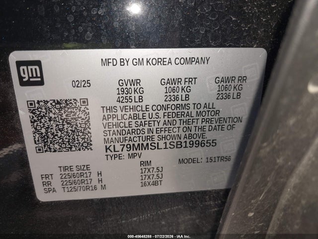 Продаж на аукціоні авто 2025 Chevrolet Trailblazer Fwd Ls, vin: KL79MMSL1SB199655, номер лоту: 45648288