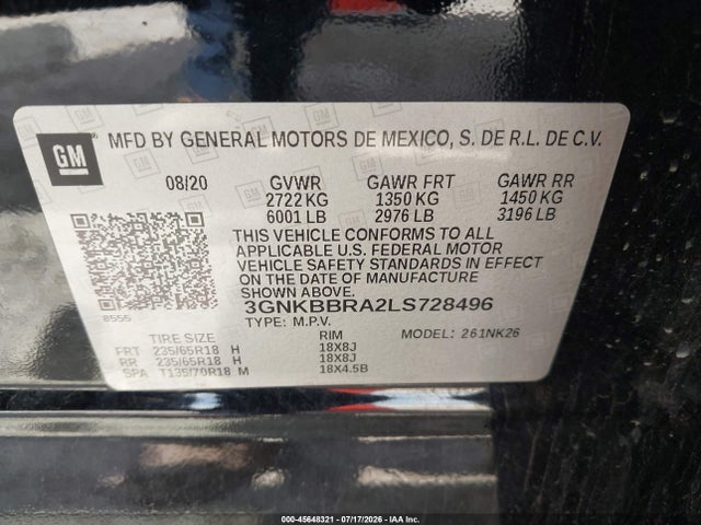 3GNKBBRA2LS728496 Chevrolet Blazer Fwd 1lt