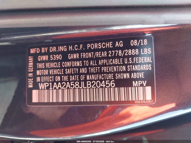 Aukcja sprzedaży 2018 Porsche Macan Sport Edition, vin: WP1AA2A58JLB20456, numer aukcji: 45648388