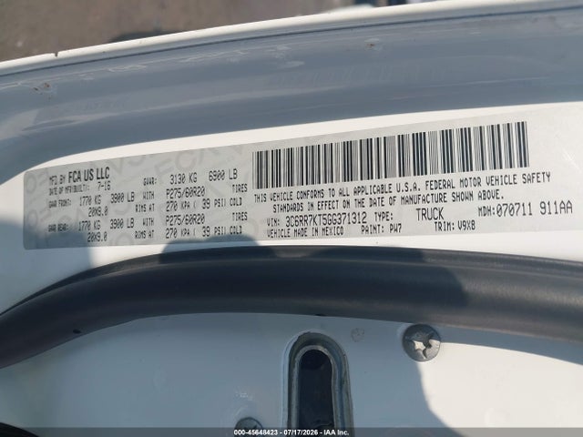 Продажа на аукционе авто 2016 Ram 1500 Express, vin: 3C6RR7KT5GG371312, номер лота: 45648423
