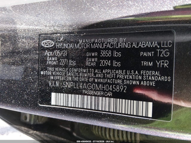 Hyundai ELANTRA SE 2021 5NPLL4AG0MH045892 Image 9