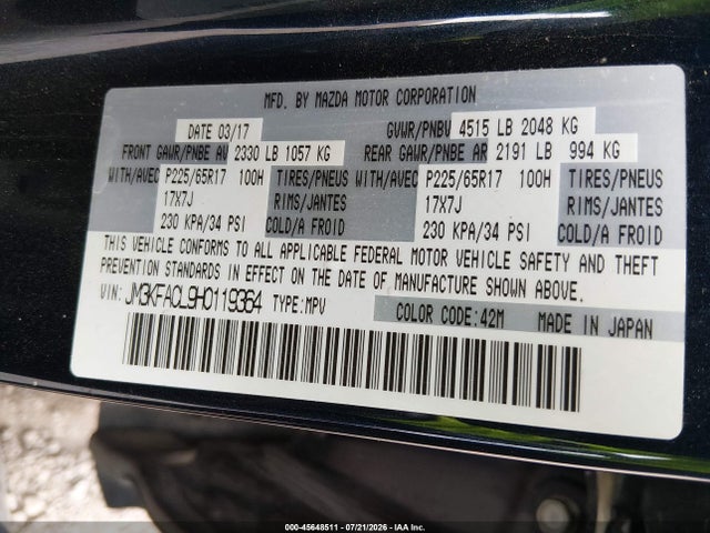 Mazda Cx-5 Touring 2017 JM3KFACL9H0119364 Image 9