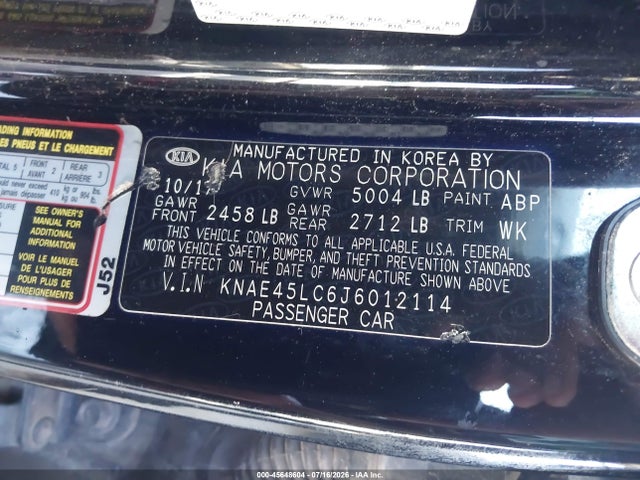 Продажа на аукционе авто 2018 Kia Stinger Gt1, vin: KNAE45LC6J6012114, номер лота: 45648604