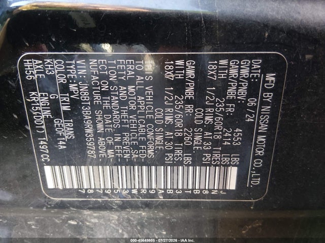 Продаж на аукціоні авто 2024 Nissan Rogue Sv Fwd, vin: JN8BT3BA9RW359787, номер лоту: 45648605