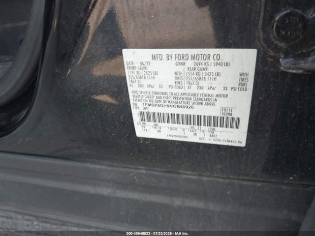 Ford EXPLORER XLT 2022 1FMSK8DH0NGB40920 Image 9