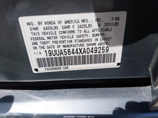 Продажа на аукционе авто 1999 Acura Tl 3.2, vin: 19UUA5644XA049259, номер лота: 45648687