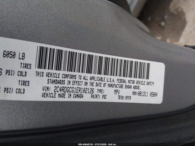 45648743 :رقم المزاد ، 2C4RDGCG1ER102126 vin ، 2014 Dodge Grand Caravan Sxt مزاد بيع