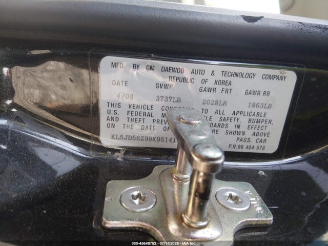 Продаж на аукціоні авто 2008 Suzuki Forenza Convenience/popular, vin: KL5JD56Z98K951413, номер лоту: 45648752