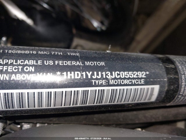 Aukcja sprzedaży 2018 Harley-davidson Fxbb Street Bob, vin: 1HD1YJJ13JC055292, numer aukcji: 45648774