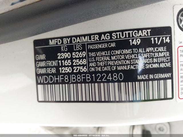 Продаж на аукціоні авто 2015 Mercedes-benz E 350 4matic, vin: WDDHF8JB8FB122480, номер лоту: 45648850