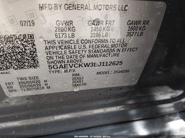 5GAEVCKW3LJ112625 Buick Enclave Awd Avenir
