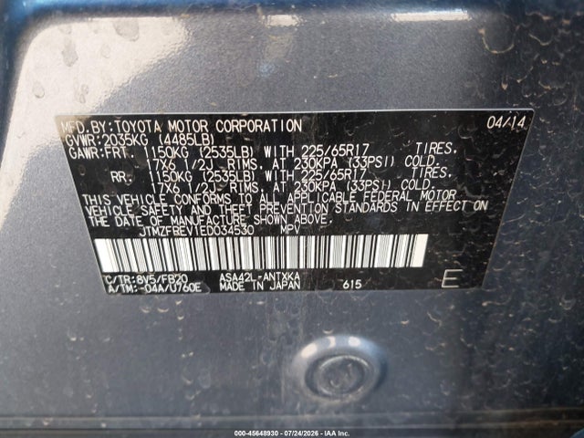 Toyota RAV4 LE 2014 JTMZFREV1ED034530 Image 9