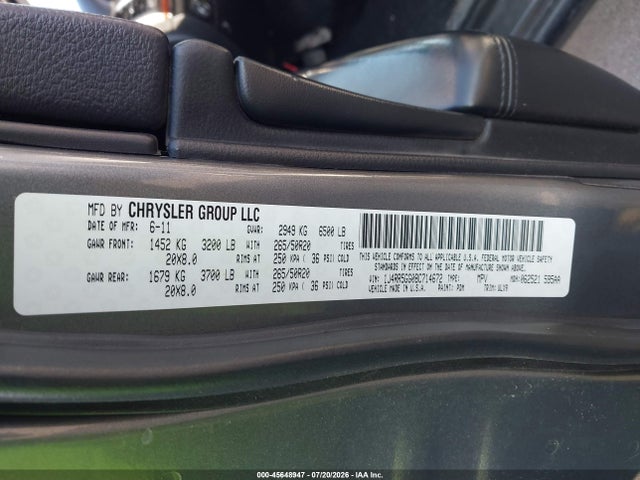2011 Jeep Grand Cherokee Limited მანქანა იყიდება აუქციონზე, vin: 1J4RR5GG0BC714672, აუქციონის ნომერი: 45648947