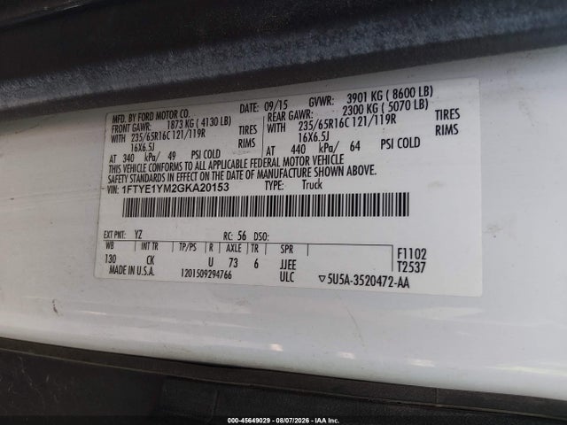 Ford Transit-150 2016 1FTYE1YM2GKA20153 Image 9