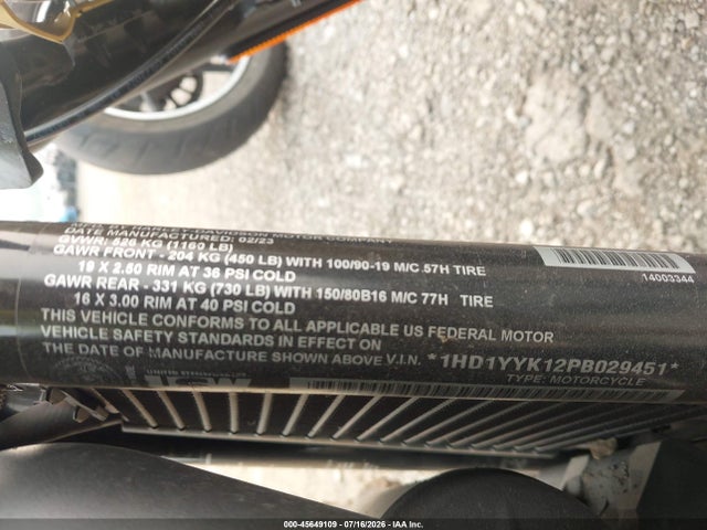 2023 Harley-davidson Fxbbs მანქანა იყიდება აუქციონზე, vin: 1HD1YYK12PB029451, აუქციონის ნომერი: 45649109