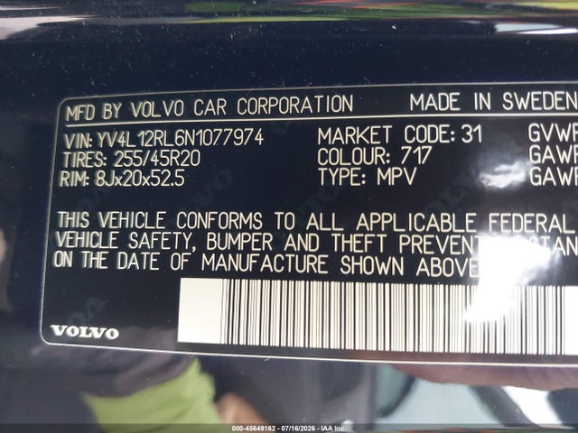 YV4L12RL6N1077974 Volvo Xc60 B5 Inscription
