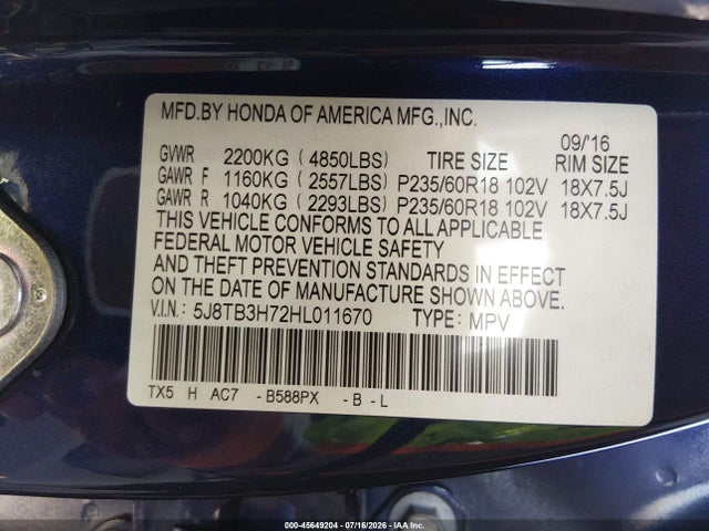 Acura Rdx Advance Package 2017 5J8TB3H72HL011670 Image 9