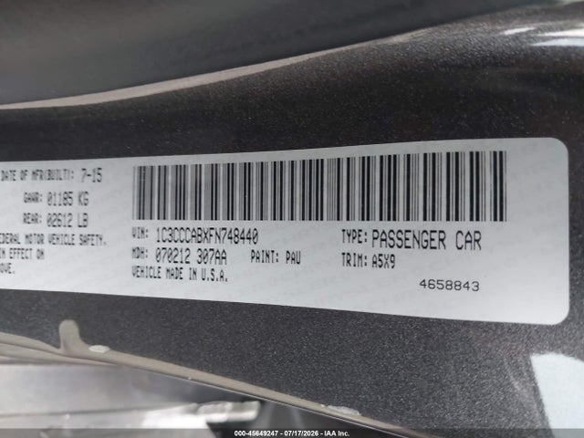 Chrysler 200 Limited 2015 1C3CCCABXFN748440 Image 9