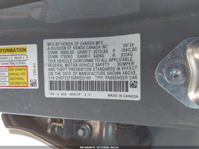 Honda Civic Sport 2025 2HGFE2F55SH520169 Image 9