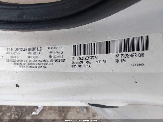 Aukcja sprzedaży 2011 Chrysler 200 Touring, vin: 1C3BC2EB0BN549777, numer aukcji: 45649304