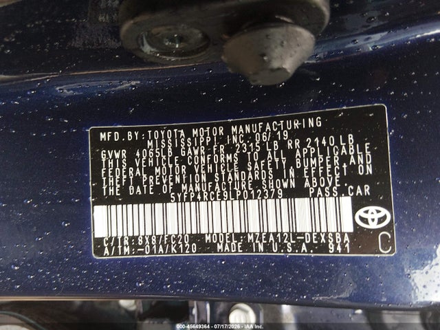 Продажа на аукционе авто 2020 Toyota Corolla Se, vin: 5YFP4RCE9LP012379, номер лота: 45649364