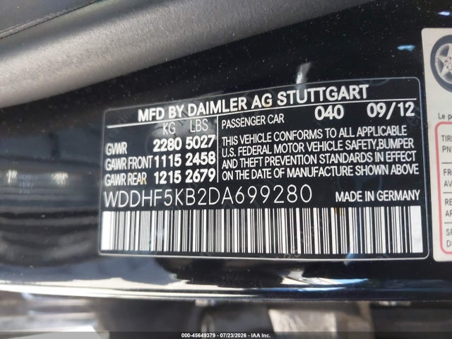 2013 Mercedes-benz E 350 მანქანა იყიდება აუქციონზე, vin: WDDHF5KB2DA699280, აუქციონის ნომერი: 45649379