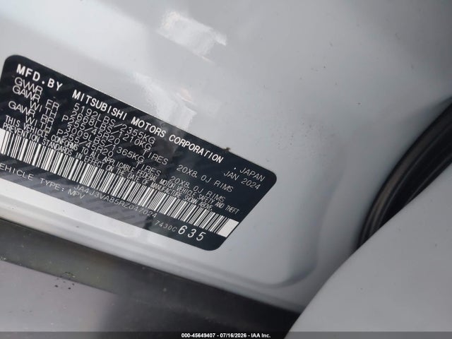 Продаж на аукціоні авто 2024 Mitsubishi Outlander Se 2.5 2wd/se Black Edition S-awc/se Black Edition W/pano Roof S-awc, vin: JA4J3VA85RZ047024, номер лоту: 45649407