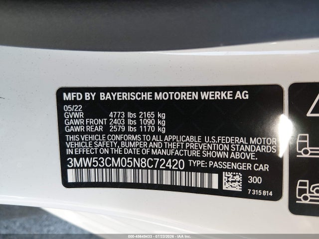 3MW53CM05N8C72420 BMW M240 I Xdrive