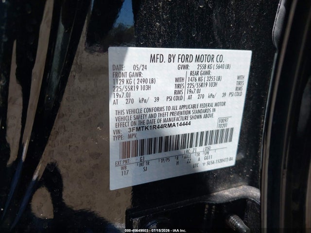 3FMTK1R44RMA14444 Ford Mustang Mach-e Select