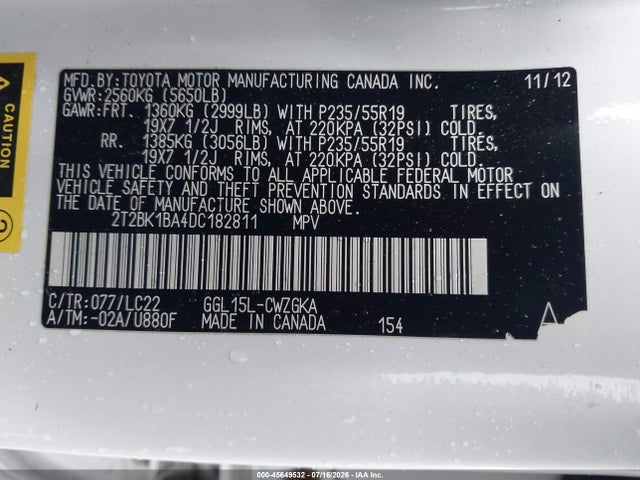2013 Lexus Rx 350 F Sport მანქანა იყიდება აუქციონზე, vin: 2T2BK1BA4DC182811, აუქციონის ნომერი: 45649532